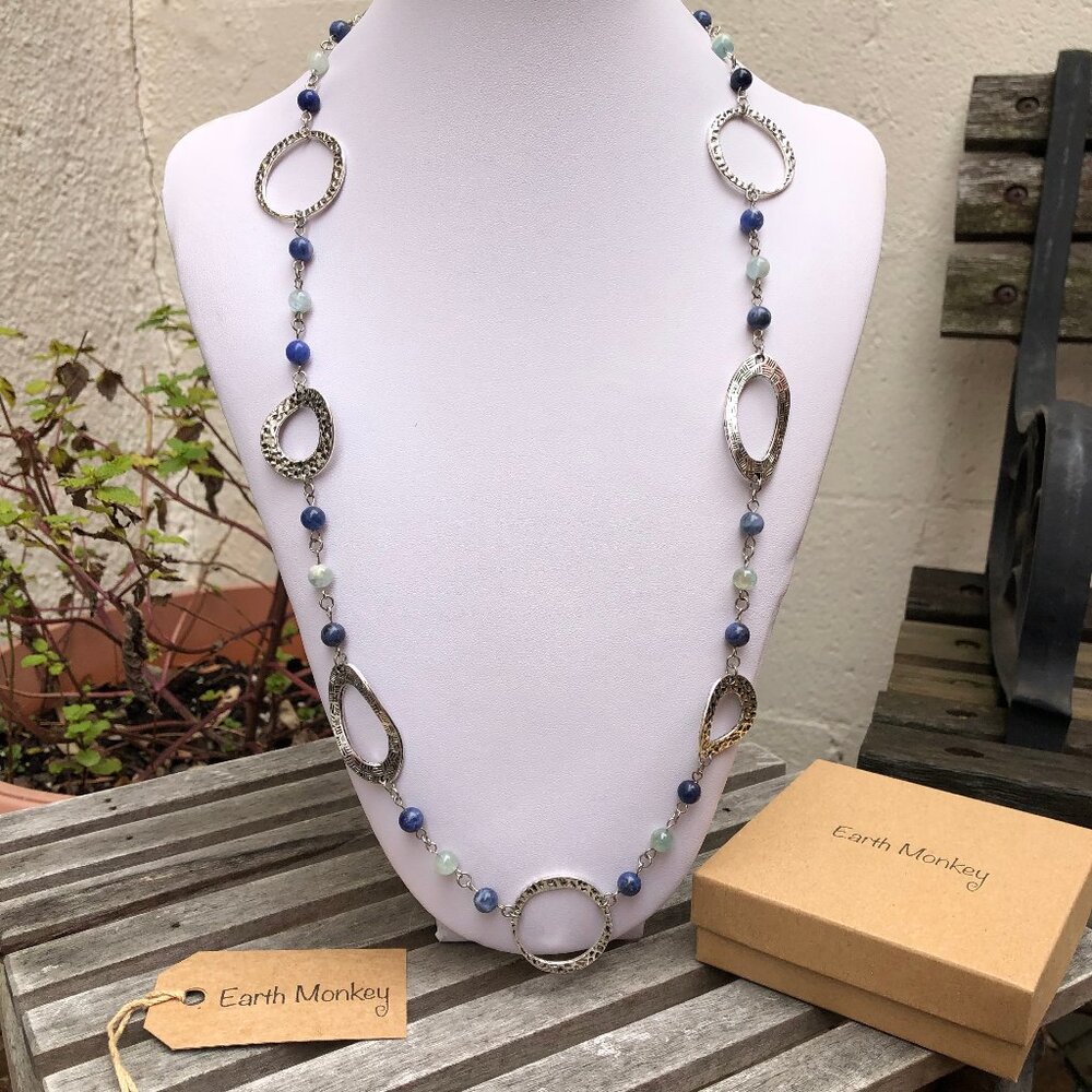 Stylish silver and gemstone necklace